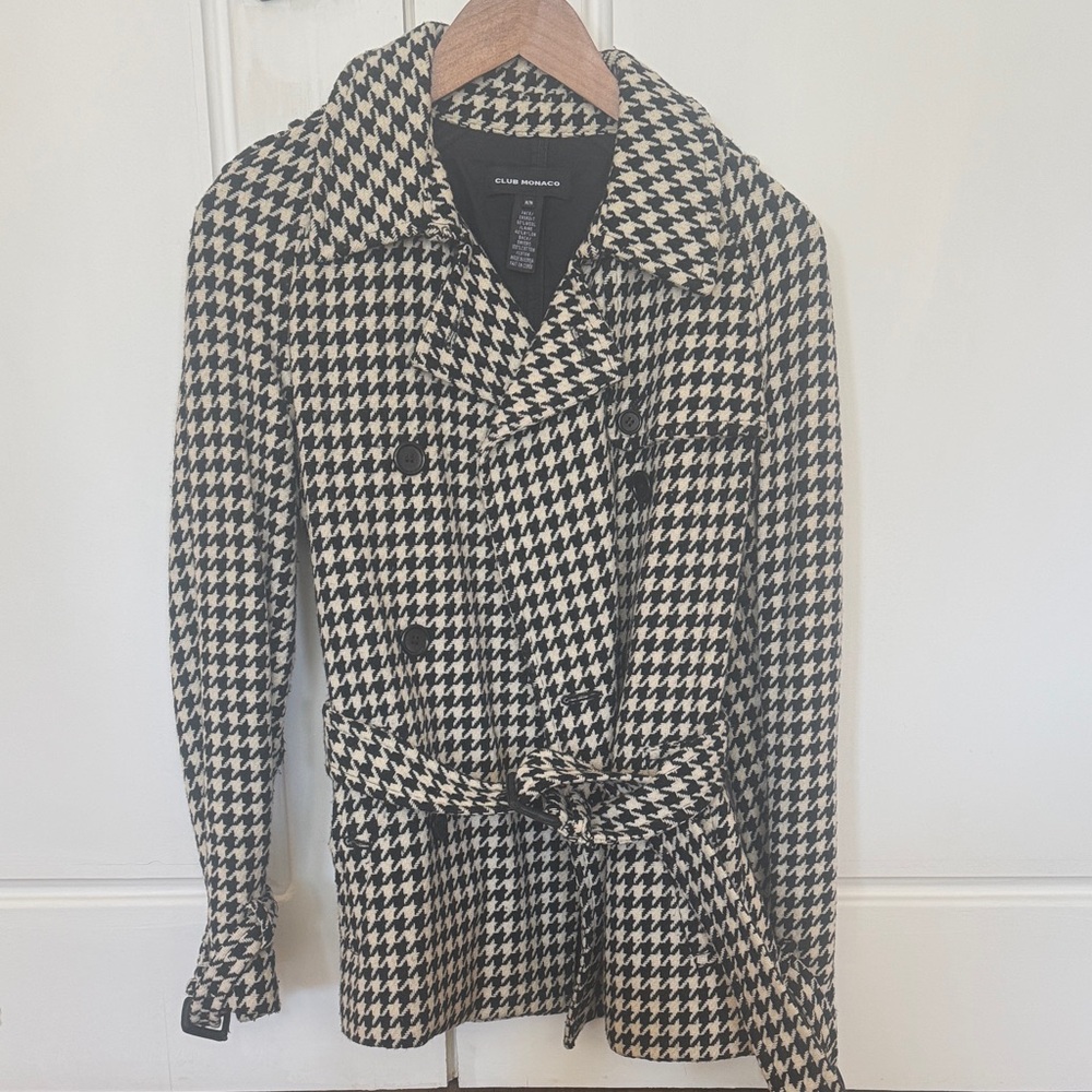 Club Monaco houndstooth short wool jacket